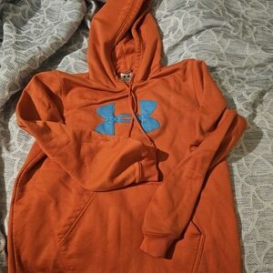 Under Armour Orange Hoodie with Blue Logo